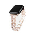 Tweed Style Rhinestone V Lettering Heart Band Fits Apple watch8-1 Third Gen Metal Apple Band