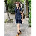 Summer Hong Kong Retro Short Sleeve Loose Shirt + Shorts 2-Piece Set
