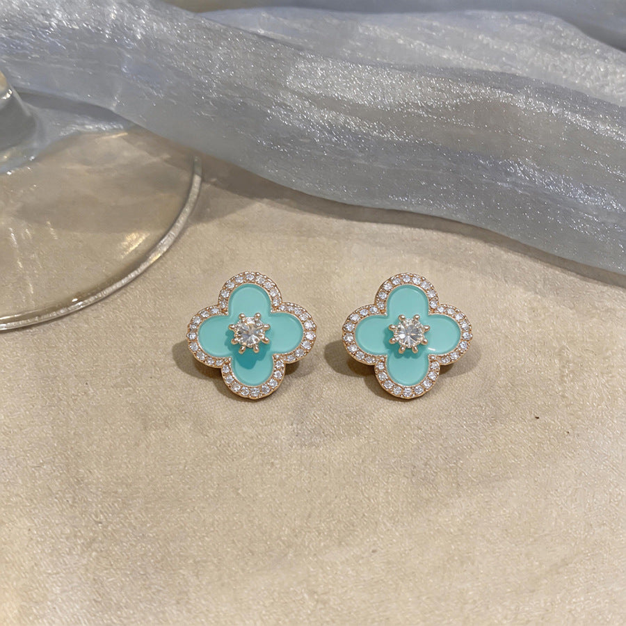 Blue Zircon Flower Stud Earrings - view 6