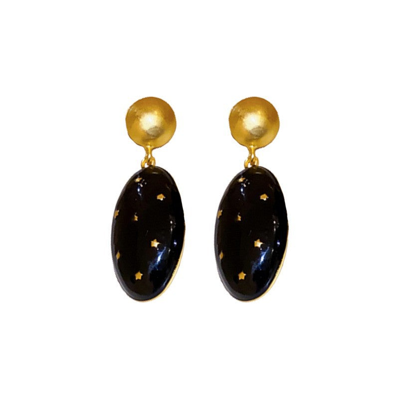 Vintage Enamel Oval Flower Earrings - view 5