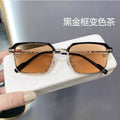 Anti-Blue-Light Myopia Glasses New Influencer Pick Browline Men HD Formal Si Pattern Half-Rim Glasses Frame Prescription Sunglasses