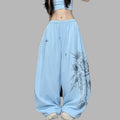 Summer Casual Rose Crystal Wide Leg Pants