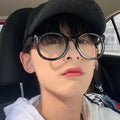 Black Frame Glasses Round Arrow Influencer Bare Face Blue-Light Glasses Frame Men Korean Prescription Finish Item With Rx Glasses