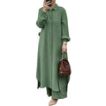 Elegant Long Sleeve Loose Shirt + Pants 2-Piece Set