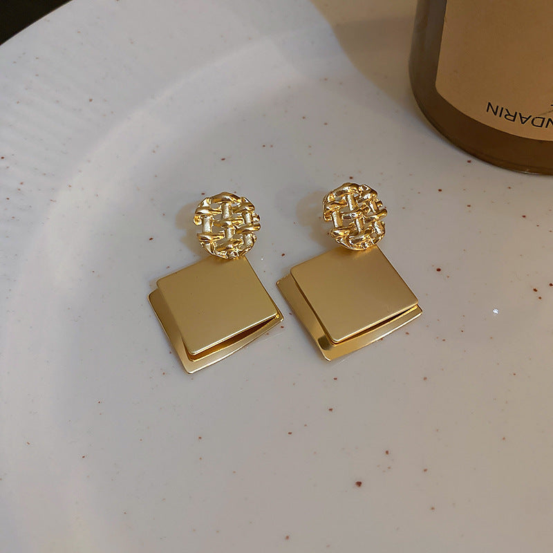 Twisted Square Metal Hoop Earrings - view 12