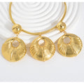 Vintage Breeze Personality Statement Ribbed Earrings Necklace Elegant Feel Copper Gold Plated Accessory 2-Piece Set Overseas Jewelry