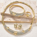 Overseas Dubai Gold 18K Personality Design Gold Set Cubic Zirconia Necklace Bracelet Set Earrings Ring Banquet Accessory Set