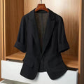 Women's Summer Casual Slimming Petite Short Sleeve Lightweight Fitted Blazer + Top 20 - White