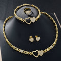Overseas Dubai 18K Gold Plated Bride Knot Wedding Necklace Earrings Set Ring Bracelet Set Africa Women Banquet Jewelry Set