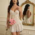 Amazon Hot Seller 3D Floral Mesh Corset Lace Fitted Camisole Dress