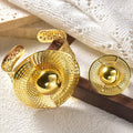 Overseas Copper Plated Texture Geometric Cutout Ring Bangle Western Fashionable Bestseller Versatile Niche Hand Jewelry Set