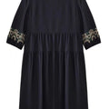 Ethnic Embroidered Crew Neck Plus Size Panel Dress