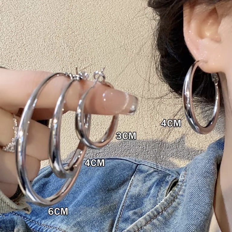 Minimalist Silver-Tone Hoop Stud Earrings - view 2
