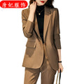 Fall Professional Casual Plus Size Mid-Length Long Blazer + Top Set