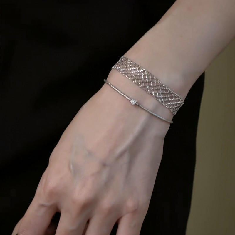 Minimalist Metal Mesh Wrap Bracelet - view 4