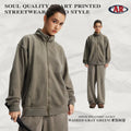 ARTIE Men's Fall/Winter Washed Distressed Spliced Zip Stand Collar Hoodie