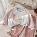 Girls' Cartoon Applique Contrast Hoodie