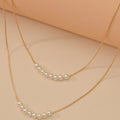 Minimal Ra New Minimalist Imit. Light Water Pearl Clavicle Chain Overseas Style Fashionable Pearl Double-Layer Necklace Women 6181