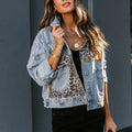 Women's Fall-Winter Long Sleeve Patchwork Leopard Jacket 2026 | Trendy Jacket - Blue