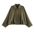 Women's Spring Fashion Batwing Sleeve Top 2026 | Casual Blouse - Green Jacket