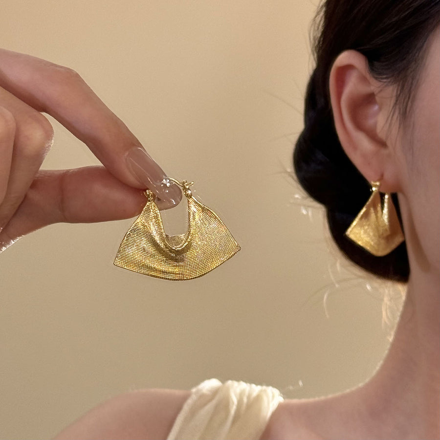 Oversized Textured Gold-Tone Hoop Earrings - view 3