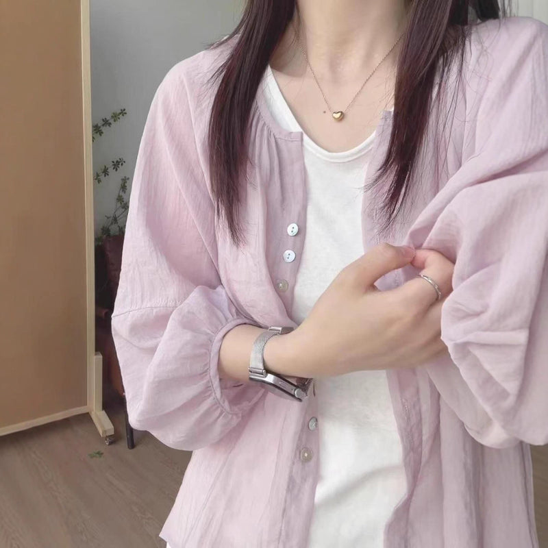 Fall Petite Tencel Linen Sun-Protection Lightweight Cardigan + Shirt