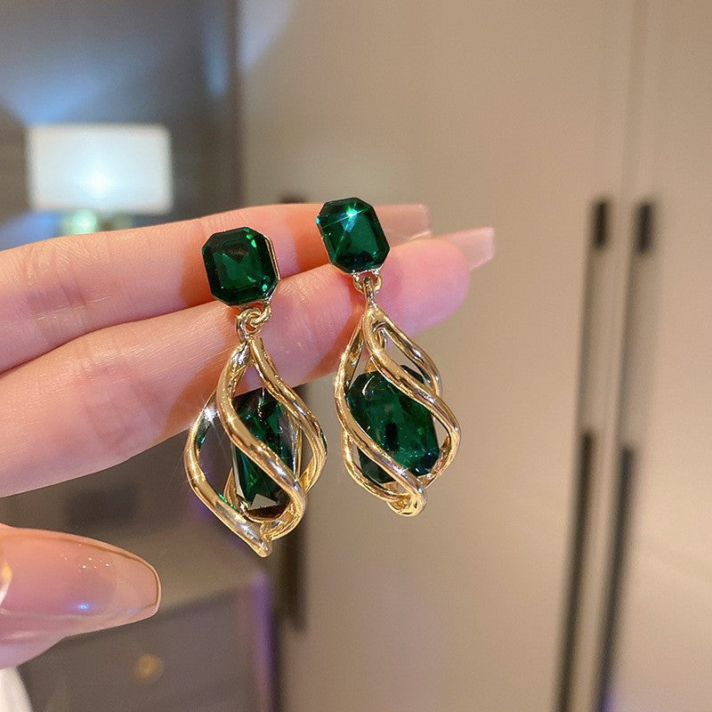 Green Floral Silver-Post Stud Earrings – Korean-Inspired Style - view 8