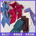 Custom Material High-Stretch Solid Fine Narrow Long Stripe Wear Jewelry Lapel Extended Candy Fruit Color Silk Scarf Tie Bag With Headband Silk Scarf