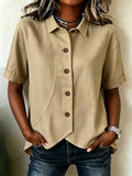 Summer Casual Short Sleeve Asymmetric Shirt
