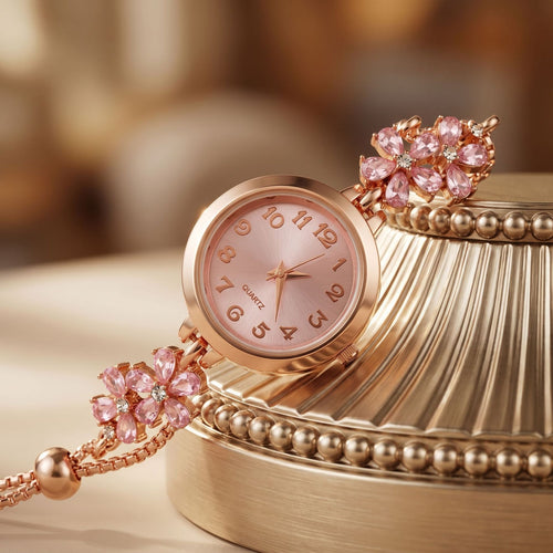 New Flower Bracelet Watch Women Niche Premium Pull Ra Adjustable Quartz Watch Student Versatile Watch Wholesale