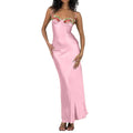 Amazon Hot Seller Sexy Embroidered Lace Camisole Solid Long Dress