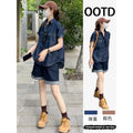 Summer Hong Kong Retro Short Sleeve Loose Shirt + Shorts 2-Piece Set
