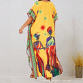 Women's Bohemian Ethnic Plus Size Printed Loose Dress + Skirt 2026 - Yellow