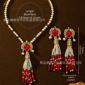 Cyan Island Accessory Height Stock Neo-Chinese Fringe Drop Necklace Jewelry Ancient Style Long Style Heavy-Duty Versatile Accessory Set