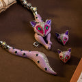 Cyan Island Vintage Fox Stud Heavy-Duty Alloy Necklace Western Statement Personality Creative Accessory Set