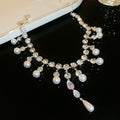Star Fall One Room ~ Teardrop Fringe Jewelry Set Light Luxury Niche Banquet Clavicle Chain Wedding Gathering Ambience Necklace