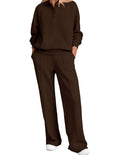 Casual Fashion Long Sleeve Lapel Collar Wide Leg Pants + Top Set