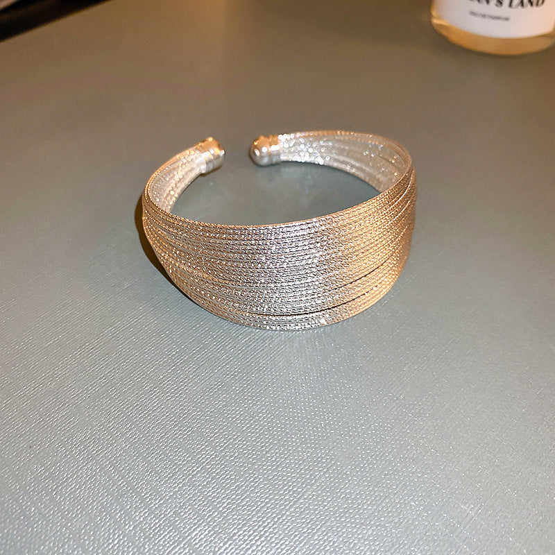 Silver-Tone Irregular Curved Cuff Bracelet - view 8