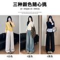 Summer Slimming Relaxed Petite Tencel High Waist Drapey Loose Straight Leg Wide Leg Pants + Pants