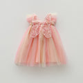 amazon rainbow wings mesh girls dress 2026 summer style flying sleeve baby princess dress puff skirt