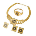Overseas Western Retro Statement Gold Plated Portrait Necklace Bracelet Set Earrings Ring Bohemian Breeze Women Set