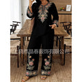 Women's Ethnic Long Sleeve Lace Trim Set 2026 | 2 Piece Outfit Set - White