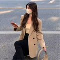 Women's Fall Casual Elegant Petite Blazer + Top 2026 | Casual Blouse - Khaki