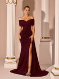 Women's Satin Mermaid Evening Gown - Slim Side Slit
