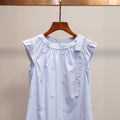 Blue Flutter Sleeve Embroidered Bow Dress, High-End Summer New