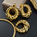 Overseas Middle East Copper Fashionable Twist Rotation Twist Design Necklace Earrings Set Large Electroformed Retro Accessory Wholesale