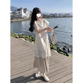 Women's Summer New Chinese Zen Lace Embroidered Dress + Skirt 2-Piece Set 2026 - Apricot Cover-up + Skirt (Two-Piece Set)