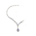 French Imperial Breeze Rhinestone Geometric Teardrop Stud Earring Necklace Set Fashionable Clavicle Chain Light Luxury Premium Necklace Women