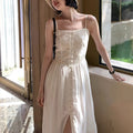 Lucerne Style Heavy Embroidery Ramie Tencel Fitted Camisole Dress