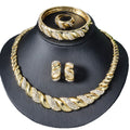 Western Elegant Fashionable Vintage Style Twist Rhinestone Necklace Bracelet Set Two Ring Jewelry Set Elegant Imperial Breeze